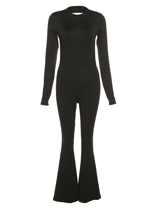 Tvirtas juodas, seksualus, plataus kūno kombinezonas be nugaros