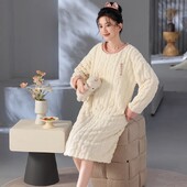 Rudens ziemas biezināts ar flīsa oderi jauks multfilmu vidēja garuma naktskrekls sieviešu naktskrekls lielizmēra mājas apģērbs naktskleita