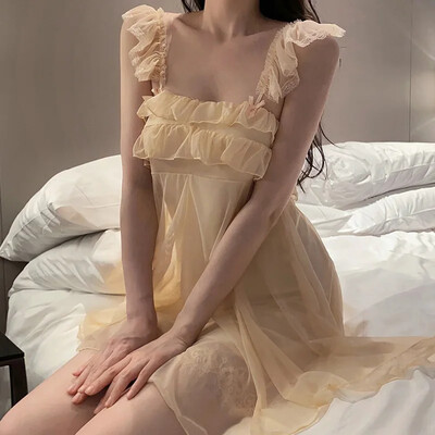 Franču stila sieviešu vasaras naktskrekls, salds, piemīlīgs mežģīņu seksīgs galma princeses pareizrakstības mājas apģērbu vairumtirdzniecība