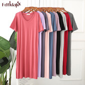 Liela izmēra naktskleita īsām piedurknēm modālas kokvilnas naktskrekls naktskrekls sieviešu naktskrekls naktskrekls nakts kleita brīva gara kleita