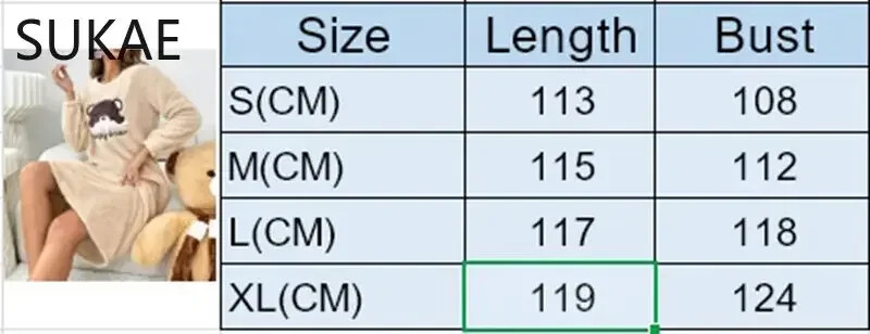 SUKAE Cute Bear Winter Naiste pikkade varrukatega termilised öösärgid Flanellist pikad magamissärgid Pullover kohevad ööriided Naiste koduriided