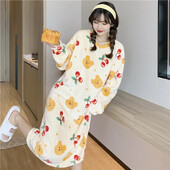 Rudens ziemas biezināts flīsa odere silta karikatūra sieviešu guļamveļa kleita Flanelle vidēja garuma naktskrekls guļamkrekls