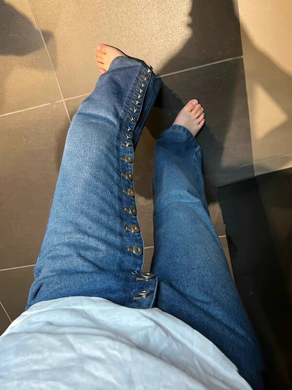 2025. gada pavasaris, jaunā modes retro daudzpogu taisni džinsi, sieviešu bikses ar augstu vidukli, platas kājas High Street sieviešu džinsa bikses