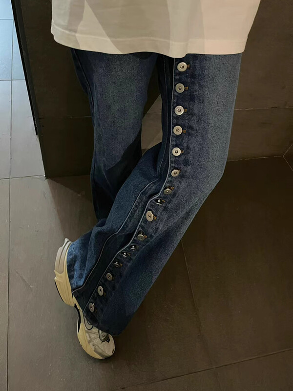 2025. gada pavasaris, jaunā modes retro daudzpogu taisni džinsi, sieviešu bikses ar augstu vidukli, platas kājas High Street sieviešu džinsa bikses