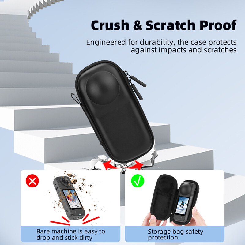 BRDRC laikymo krepšys, skirtas Insta360 X4 fotoaparatui, PU/nailoninis mini nešiojimo krepšys, apsauginis apvalkalas, lauko dėžutės fotografavimo priedai
