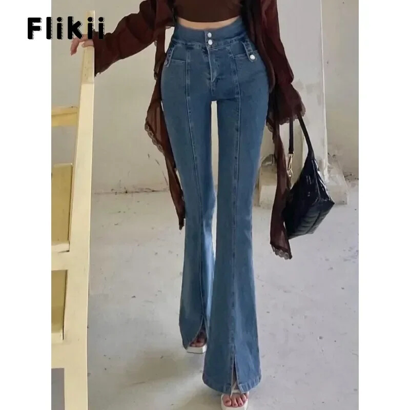 Sieviešu Y2K seksīgs apvalks, 2000. gadu džinsa bikses, mazgātas zilas, retro stila ikdienas bikses