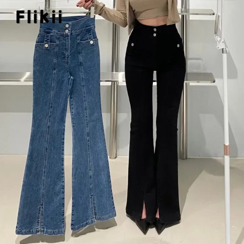 Sieviešu Y2K seksīgs apvalks, 2000. gadu džinsa bikses, mazgātas zilas, retro stila ikdienas bikses