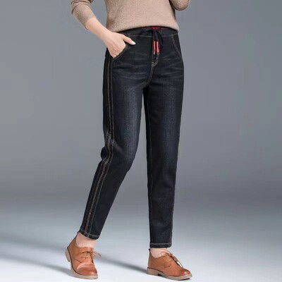 Ielu apģērbi Mode Sieviešu Lielizmēra Džinsi Pavasaris Rudens Jauns Augsts Viduklis Taisnas Bikses Džinss Brīvas Korejas ikdienišķas bikses ar platām kājām