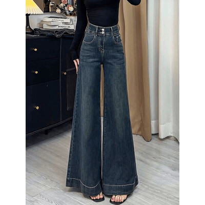 Plazdantys džinsai, moteriški, tingūs, stilingi, saldūs, aštrūs, korėjietiški mergaičių madingi marškinėliai, rudeninės, derinamos, kasdien balintos