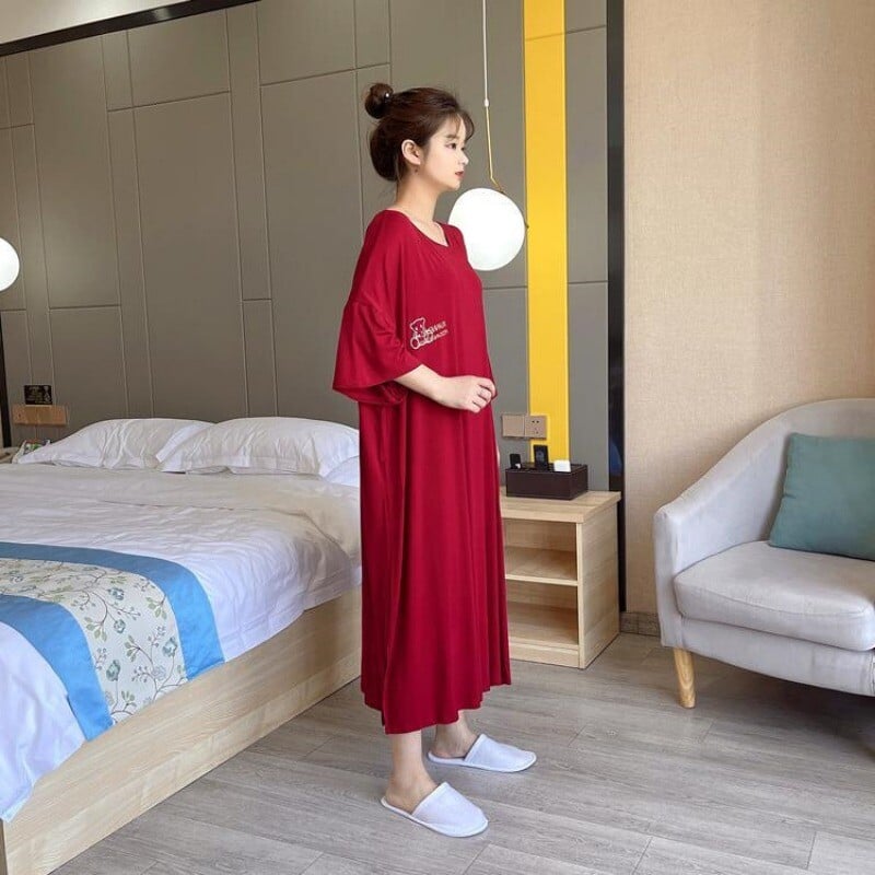 Καλοκαιρινό νυχτικό 150 κιλών Plus Size Γυναικεία Φαρδιά μακριά Μακριά Ενδύματα Πυζά Φορέματα Πιτζάμες Πιτζάμες Νυχτερινό πουκάμισο με κοντό μανίκι