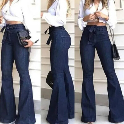 Blugi pentru mamă Pantaloni evazați pentru femei Fermoar Fly buzunare plate Îmbrăcăminte de stradă Denim Work Elegant Bodycon Curea ușor elastică Blugi cu talie înaltă