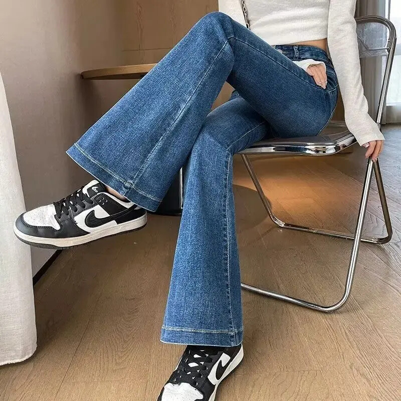 Sieviešu apģērbi ar augstu vidukli, slaidinoši mazi džinsi, 2024. gada vasara, jauns stils, 9 punktu garas bikses, moderns, glaimojošs