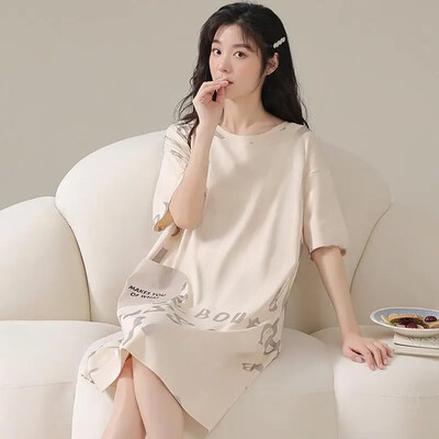 Γυναικεία φόρεμα για το σπίτι με εκτύπωση σε κινούμενα σχέδια με φαρδιά κοντό μανίκι Καλοκαιρινό χαριτωμένο φοιτητικό υπνοδωμάτιο για έγκυες γυναίκες