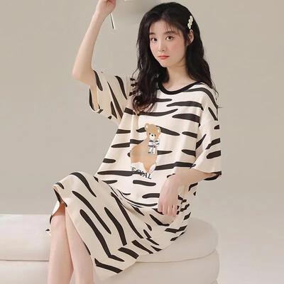 Γυναικεία φόρεμα για το σπίτι με εκτύπωση σε κινούμενα σχέδια με φαρδιά κοντό μανίκι Καλοκαιρινό χαριτωμένο φοιτητικό υπνοδωμάτιο για έγκυες γυναίκες