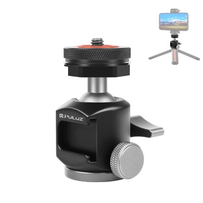 PULUZ Dual Cold Shoes Adaptor cu cap bilă pentru trepied din aliaj de aluminiu cu șurub 1/4 pentru Gopro/ Insta360/ DJI și alte camere