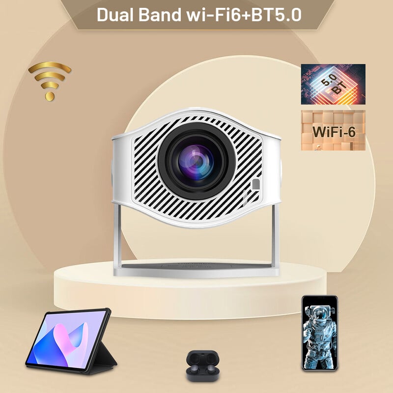 Android11 4K Projector 720P 200ANSI Dual Wifi6 BT5.0 HDMI2.0 4Point Keystone Correction Φορητός προβολέας Home Theater Αναβαθμισμένος