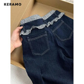 Moteriškos Sweet Y2K Baggy Patchwork džinsinės kelnės skalbtos vintažinės laisvalaikio kelnės Grunge High Street Retro aukštu juosmeniu klasikiniai Emo džinsai