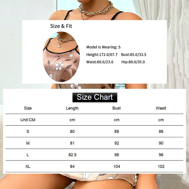 Moteriška miegui skirta suknelė su gėlėtais raštais, naktinis marškinėliai su gėlėmis Patogus spagečių dirželis miegui skirtas suknelė Prabangus satininis naktinis suknelė