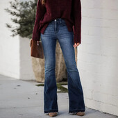 Moteriški džinsai platėjančios kelnės Džinsinės užtrauktuko plovimas Slim Fit Blykstės kišenės aukštu juosmeniu Šiek tiek tamprus vienspalvis kulkšnies ilgis