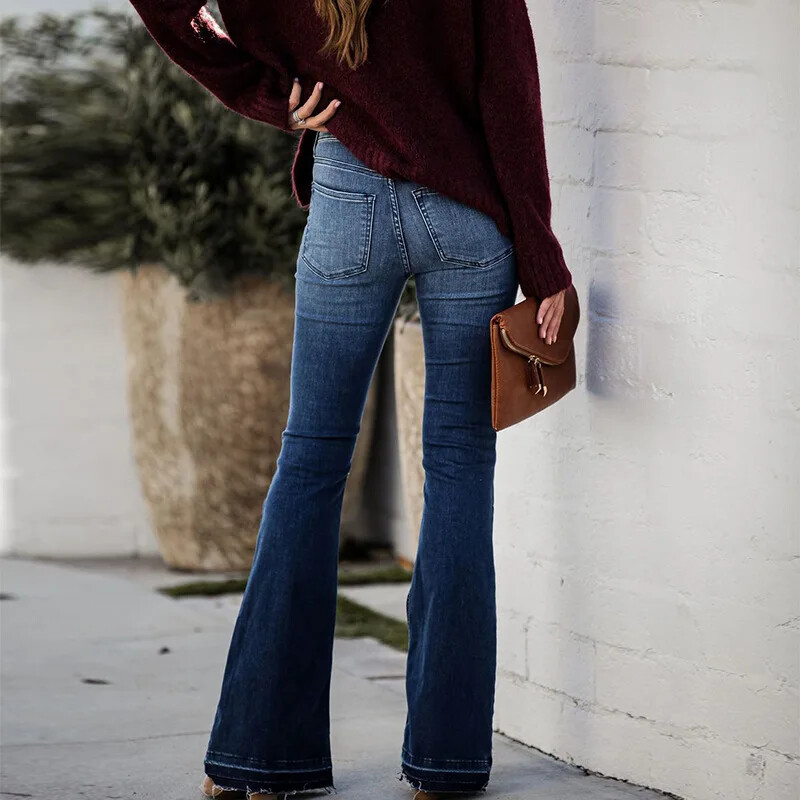 Moteriški džinsai platėjančios kelnės Džinsinės užtrauktuko plovimas Slim Fit Blykstės kišenės aukštu juosmeniu Šiek tiek tamprus vienspalvis kulkšnies ilgis