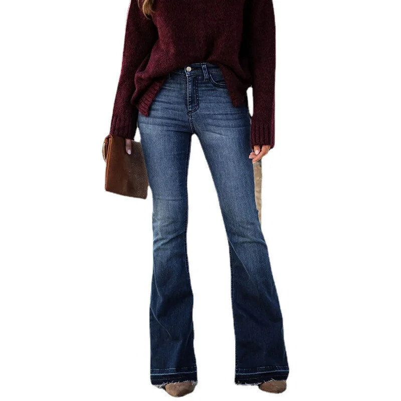 Moteriški džinsai platėjančios kelnės Džinsinės užtrauktuko plovimas Slim Fit Blykstės kišenės aukštu juosmeniu Šiek tiek tamprus vienspalvis kulkšnies ilgis