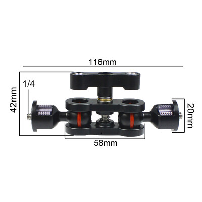 Atnaujintas daugiafunkcis dvigubos rutulinės galvutės magiškos rankos tvirtinimo adapteris su 1/4 colio varžtu, skirtas Sony DSLR fotoaparato užpildymo šviesos monitoriaus apkrovai 6 kg