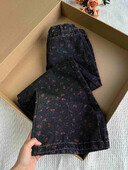 Vintage ziedu sieviešu džinsi pavasaris/rudens jauni augsti viduklis, brīvas, taisnas, platas bikses Modes nišas dizaina Cowgirl bikses