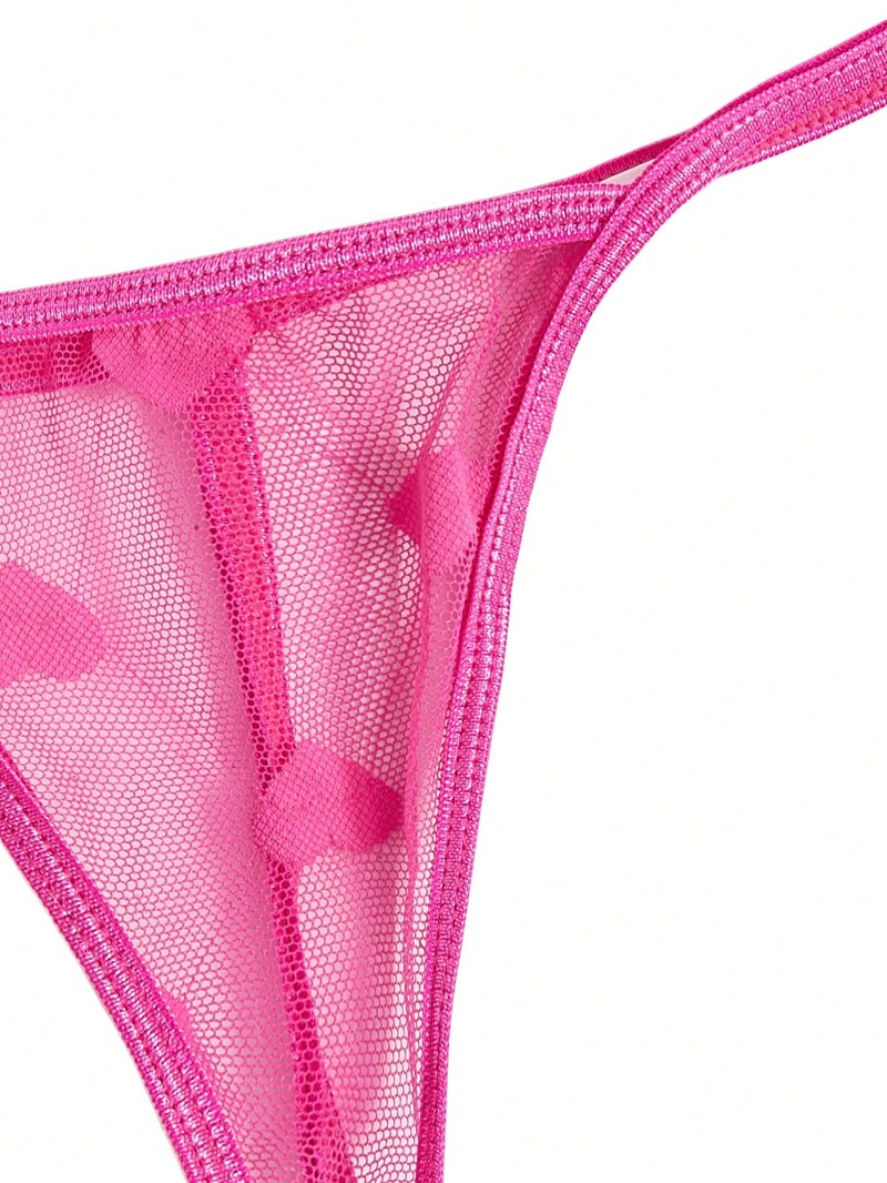 Heart Mesh Frill Trim Underwire Seksikas pesukleit ja stringid naiste pitsist ja võrkkangast päitsed kaelaga Babydoll pesukleit