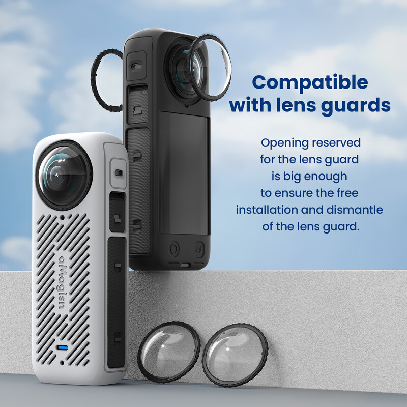 „AMAGISN“, skirtas „Insta360 X4“ objektyvo dangteliui, silikoniniam fotoaparato korpuso dangtelio apsauginiam dėklui, riešo dirželis, greitai atleidžiamas, skirtas „Insta 360 X4“ priedui