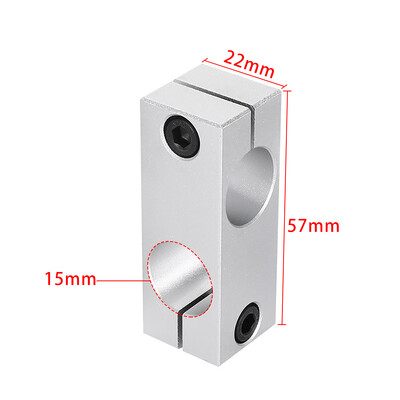 CNC alumīnija sakausējuma cauruļu šķērsskava dubultās atveres savienotājelementi 90 grādu taisnā leņķa 2 caurumu 15 mm stieņa statņa skavas adapteris
