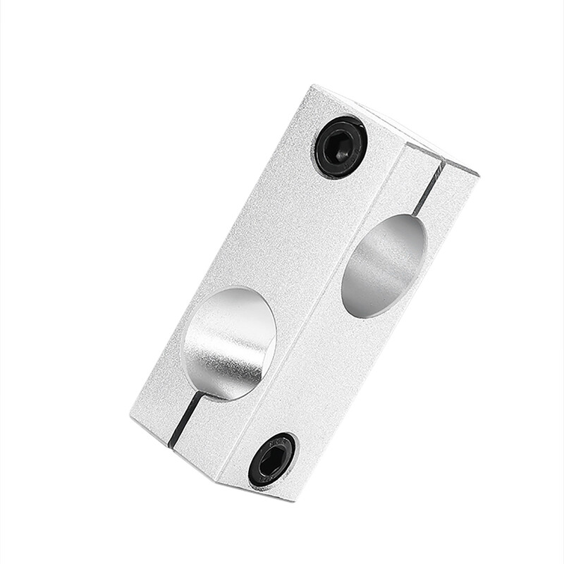 CNC alumīnija sakausējuma cauruļu šķērsskava dubultās atveres savienotājelementi 90 grādu taisnā leņķa 2 caurumu 15 mm stieņa statņa skavas adapteris