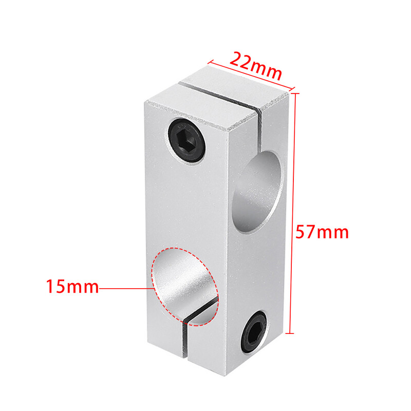 CNC alumīnija sakausējuma cauruļu šķērsskava dubultās atveres savienotājelementi 90 grādu taisnā leņķa 2 caurumu 15 mm stieņa statņa skavas adapteris