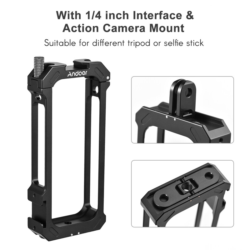 Andoer sportkamera videokamerás alumíniumötvözet kettős hidegcipőtartós fém védőkeretes kamerakalitka Vlog Insta360 X3-hoz