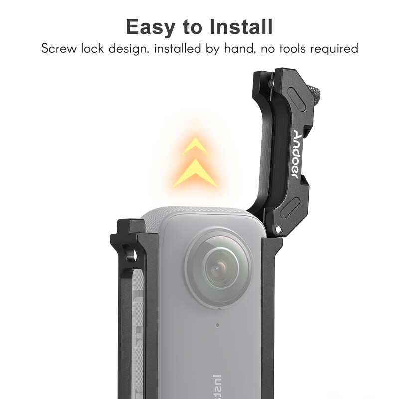 Andoer sportkamera videokamerás alumíniumötvözet kettős hidegcipőtartós fém védőkeretes kamerakalitka Vlog Insta360 X3-hoz