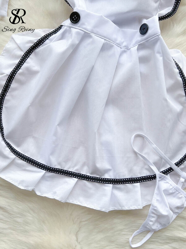 SINGREINY Sweet Bow raukiniai Erotinė pižamos suknelė moteriška A formos apvalkalu trumpa naktinė suknelė Cosplay seksualus apatinis trikotažas naktiniai drabužiai