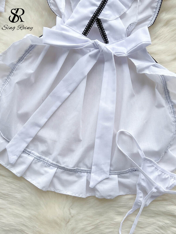 SINGREINY Sweet Bow raukiniai Erotinė pižamos suknelė moteriška A formos apvalkalu trumpa naktinė suknelė Cosplay seksualus apatinis trikotažas naktiniai drabužiai