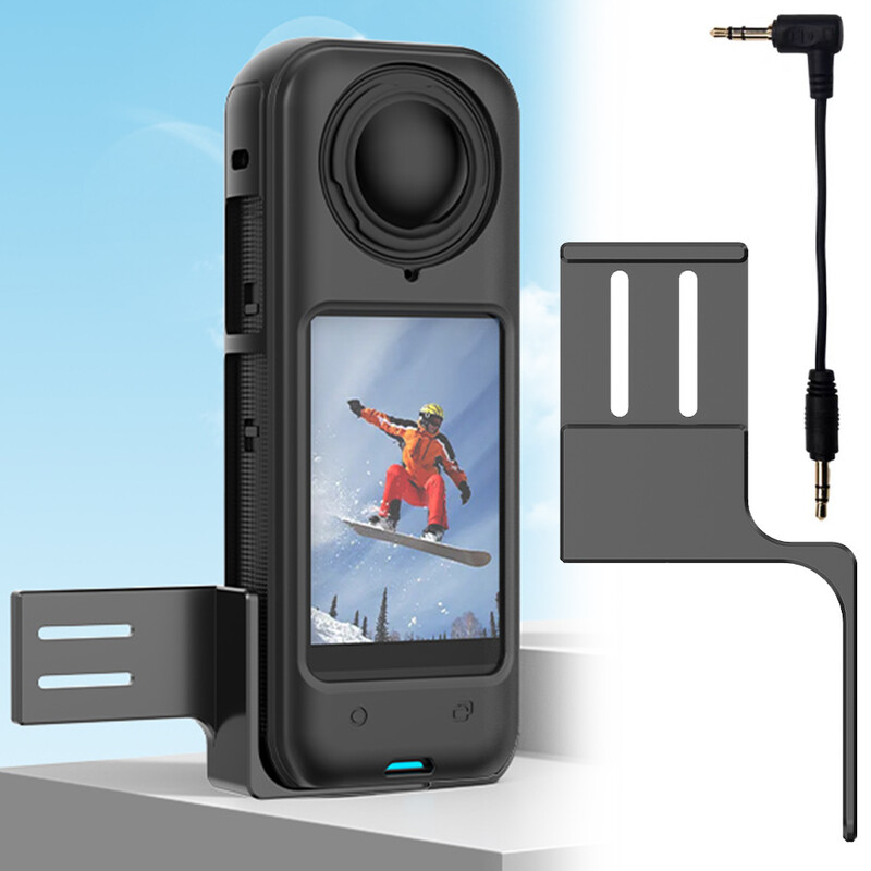 Mikrofono išplėtimo laikiklis aliuminio lydinio mikrofono adapterio tvirtinimo laikiklis Išorinis mikrofono laikiklis, skirtas Insta360 X4 priedams