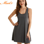 Meet`r Women vasaras naktskrekls Seksīga kokvilnas naktskrekls Ērts vienkrāsains pidžamas veste Mājas apģērbs Liela izmēra naktskrekls