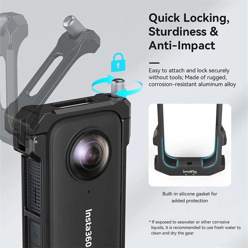 Insta360 X3 Metalinis triušio narvas Insta360 X 3 metalinis patvarus korpuso narvas su šalto bato laikikliu, skirtas Insta 360 X3 fotoaparato priedui