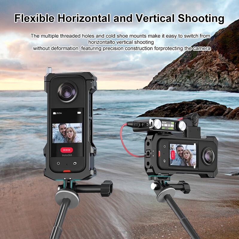 Insta360 X3 Metalinis triušio narvas Insta360 X 3 metalinis patvarus korpuso narvas su šalto bato laikikliu, skirtas Insta 360 X3 fotoaparato priedui