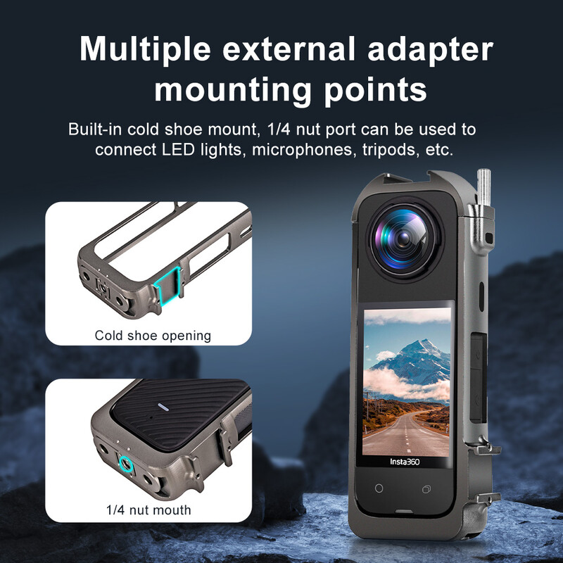 Metallraam Insta360 X4 metallist vastupidav korpuse puur külmakinnitusega Insta 360 X4 kaameratarvikute jaoks
