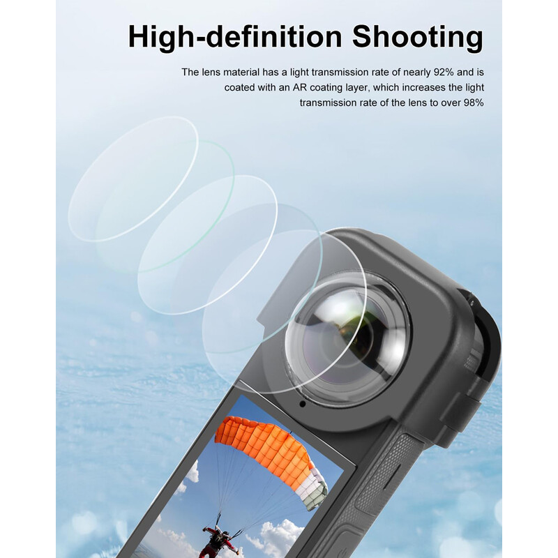 Objektyvo apsauga, skirta Insta360 X4 Upgrade Optinio stiklo lęšių apsaugai Apsauginis dangtelis, skirtas Insta 360 X4 apsaugos pakeitimo priedams