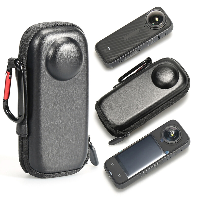 skirtas Insta360 X4 Priedai PU mažo dydžio kieto korpuso krepšys, nesubraižantis kelioninis laikymo dėklas su karabine, nešiojamasis laikymo krepšys