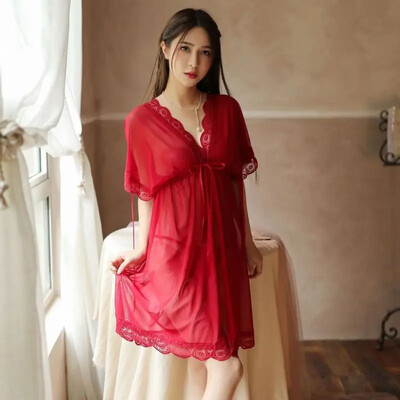 Seksualūs naktinukai Moteriški šilkiniai nėriniuoti rūbai miegui Pižamos naktiniai drabužiai Karšta Romantiška Nauja Moteris Vasaros Miego Pasiūlymas Top suknelė