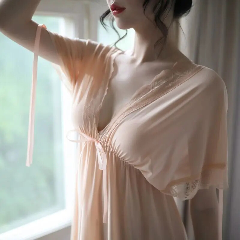 Seksualūs naktinukai Moteriški šilkiniai nėriniuoti rūbai miegui Pižamos naktiniai drabužiai Karšta Romantiška Nauja Moteris Vasaros Miego Pasiūlymas Top suknelė