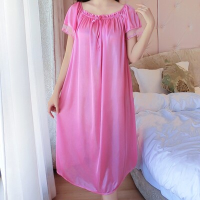 Ice Silk Lace Long Sleepwear V formos iškirpte miegui skirtų rūbų komplektas Naktinių marškinėlių Naminiai rūbai Naktiniai pižamos Moteriški naktiniai marškiniai laisvi plius dydis