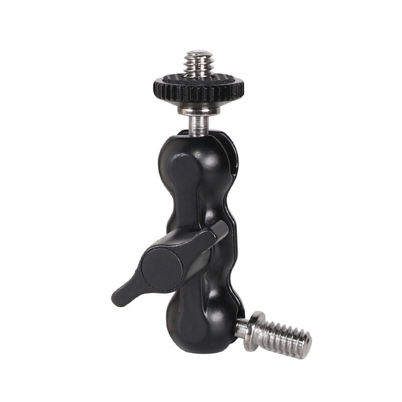 Universaalne võluvars väikese kuulpeaga monitori kinnitusega, topelt 1/4-tolline kruvi Sony Canoni kaameratarvikute statiivi telefoniklambri jaoks