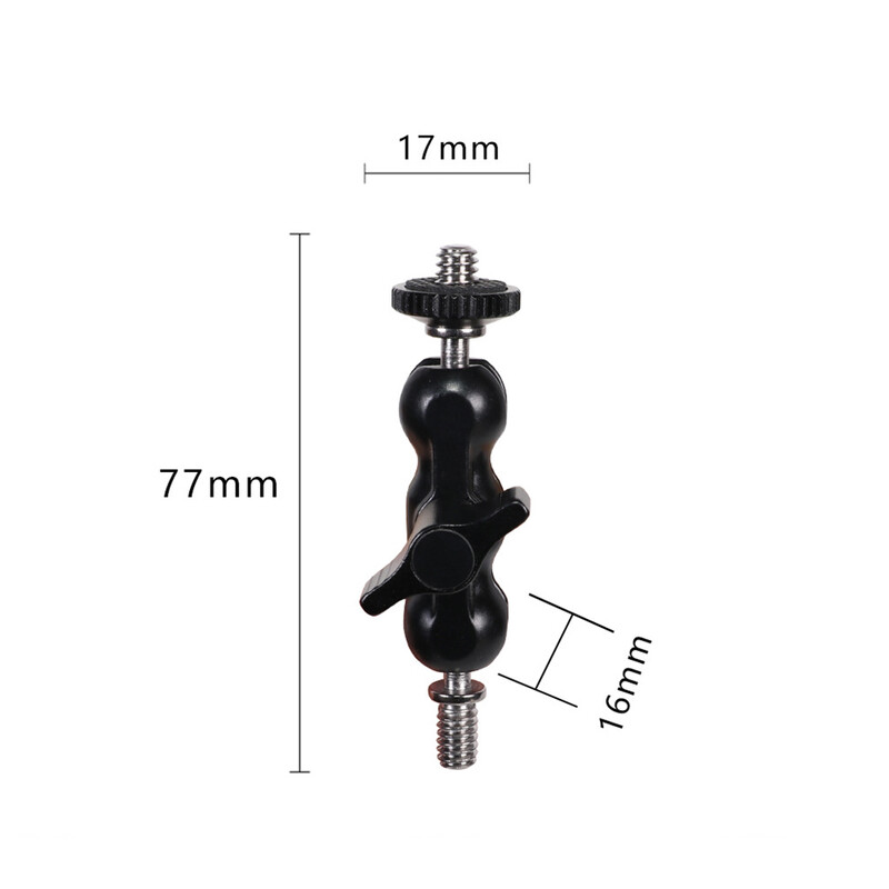 Universaalne võluvars väikese kuulpeaga monitori kinnitusega, topelt 1/4-tolline kruvi Sony Canoni kaameratarvikute statiivi telefoniklambri jaoks