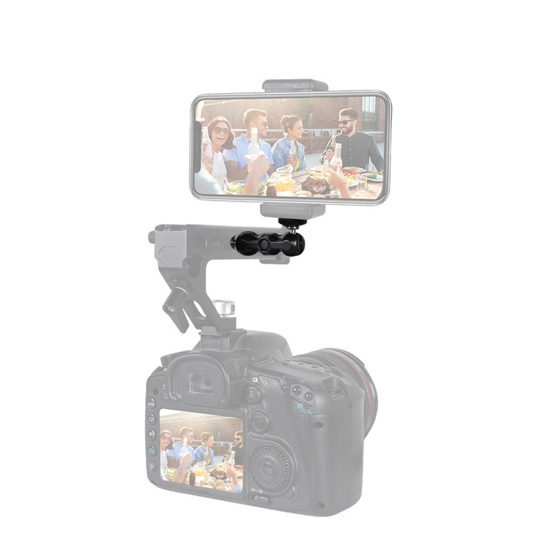 Universaalne võluvars väikese kuulpeaga monitori kinnitusega, topelt 1/4-tolline kruvi Sony Canoni kaameratarvikute statiivi telefoniklambri jaoks