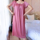 Moteriški dirbtinio ledo šilko naktiniai marškiniai miegui Vidutinio ilgio trumpomis rankovėmis naktinis seksualus miegui skirtas rūbas Namų drabužiai poilsio drabužiai pižama F